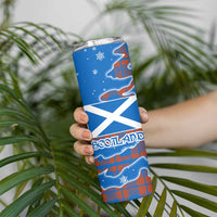 Scotland Christmas Skinny Tumbler with Santa Playing Bagpipes and Blue Red Tartan Music Notes - Wonder Print Shop