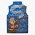 Scotland Christmas Sleeveless Puffer Jacket with Santa Playing Bagpipes and Blue Red Tartan Music Notes - Wonder Print Shop