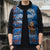Scotland Christmas Sleeveless Puffer Jacket with Santa Playing Bagpipes and Blue Red Tartan Music Notes - Wonder Print Shop