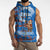 Scotland Christmas Sleeveless Zip Hoodie with Santa Playing Bagpipes and Blue Red Tartan Music Notes - Wonder Print Shop