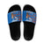 Scotland Christmas Slide Sandals with Santa Playing Bagpipes and Blue Red Tartan Music Notes - Wonder Print Shop