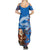 Scotland Christmas Summer Maxi Dress with Santa Playing Bagpipes and Blue Red Tartan Music Notes - Wonder Print Shop