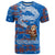Scotland Christmas T Shirt with Santa Playing Bagpipes and Blue Red Tartan Music Notes - Wonder Print Shop
