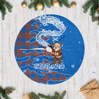 Scotland Christmas Tree Skirt with Santa Playing Bagpipes and Blue Red Tartan Music Notes - Wonder Print Shop