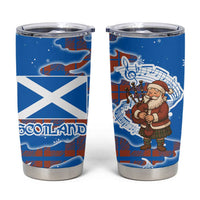 Scotland Christmas Tumbler Cup with Santa Playing Bagpipes and Blue Red Tartan Music Notes - Wonder Print Shop