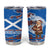 Scotland Christmas Tumbler Cup with Santa Playing Bagpipes and Blue Red Tartan Music Notes - Wonder Print Shop