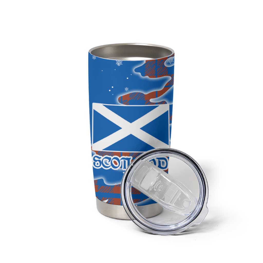 Scotland Christmas Tumbler Cup with Santa Playing Bagpipes and Blue Red Tartan Music Notes - Wonder Print Shop