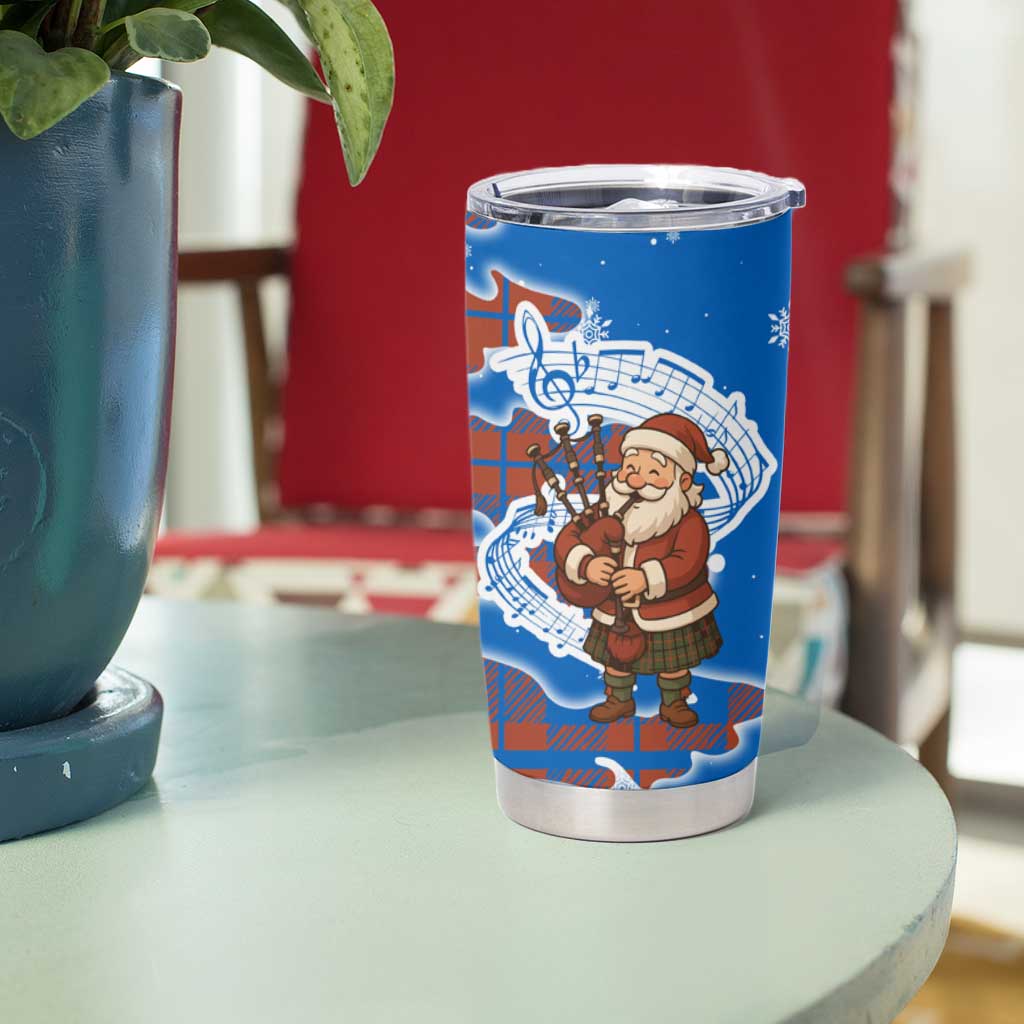 Scotland Christmas Tumbler Cup with Santa Playing Bagpipes and Blue Red Tartan Music Notes - Wonder Print Shop