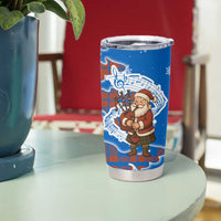 Scotland Christmas Tumbler Cup with Santa Playing Bagpipes and Blue Red Tartan Music Notes - Wonder Print Shop