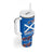 Scotland Christmas Tumbler With Handle with Santa Playing Bagpipes and Blue Red Tartan Music Notes - Wonder Print Shop