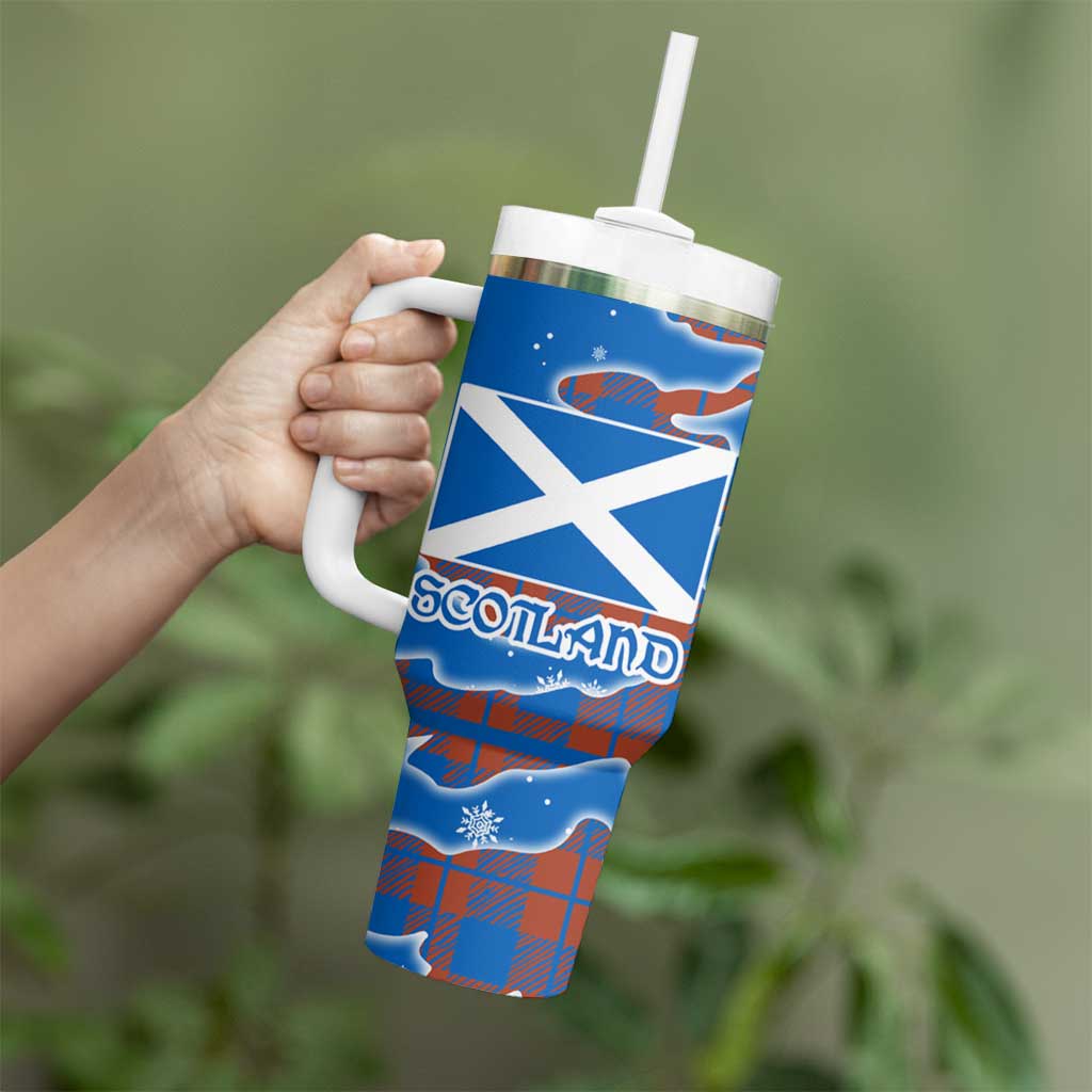 Scotland Christmas Tumbler With Handle with Santa Playing Bagpipes and Blue Red Tartan Music Notes - Wonder Print Shop