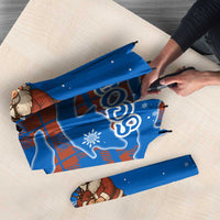 Scotland Christmas Umbrella with Santa Playing Bagpipes and Blue Red Tartan Music Notes - Wonder Print Shop