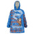 Scotland Christmas Wearable Blanket Hoodie with Santa Playing Bagpipes and Blue Red Tartan Music Notes - Wonder Print Shop