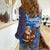 Scotland Christmas Women Casual Shirt with Santa Playing Bagpipes and Blue Red Tartan Music Notes - Wonder Print Shop