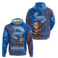 Scotland Christmas Zip Hoodie with Santa Playing Bagpipes and Blue Red Tartan Music Notes - Wonder Print Shop