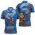 Scotland Christmas Zipper Polo Shirt with Santa Playing Bagpipes and Blue Red Tartan Music Notes - Wonder Print Shop