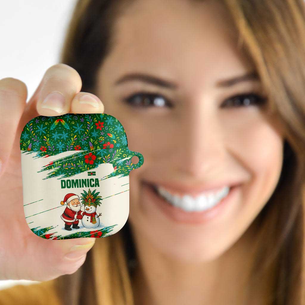 Dominica Christmas AirPods Case with Santa Snowman and Tropical Carnival Headpiece - Wonder Print Shop