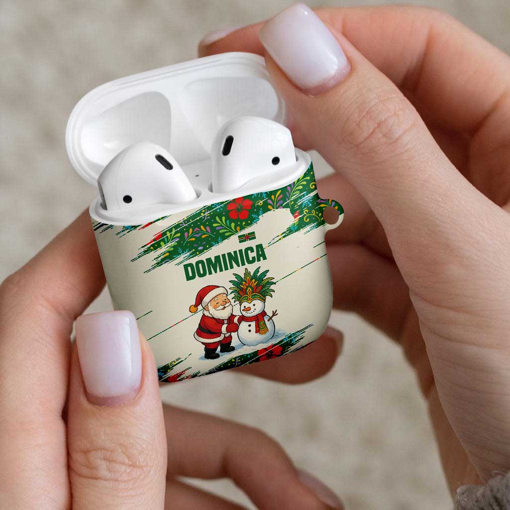 Dominica Christmas AirPods Case with Santa Snowman and Tropical Carnival Headpiece - Wonder Print Shop