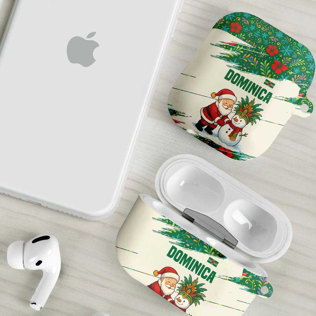 Dominica Christmas AirPods Case with Santa Snowman and Tropical Carnival Headpiece - Wonder Print Shop