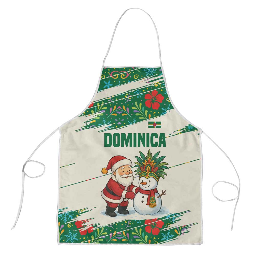 Dominica Christmas Apron with Santa Snowman and Tropical Carnival Headpiece - Wonder Print Shop