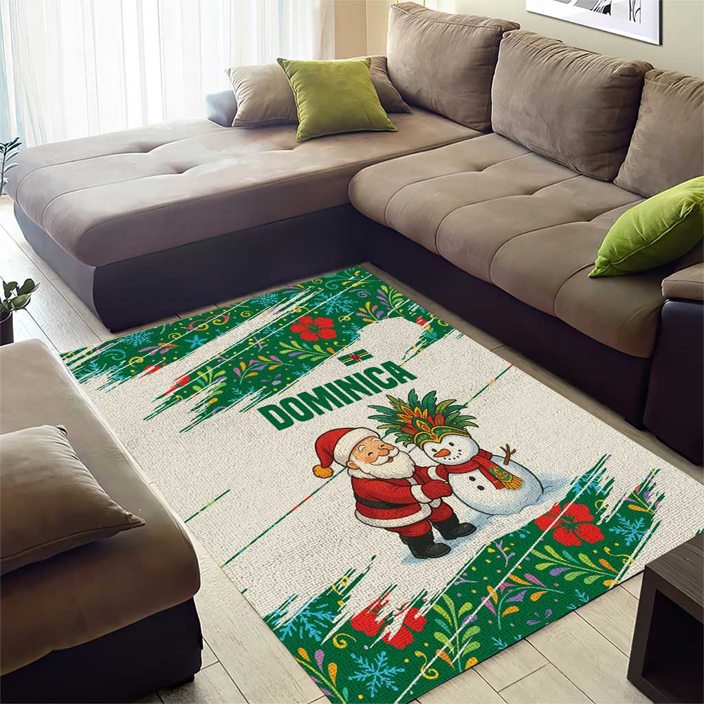 Dominica Christmas Area Rug with Santa Snowman and Tropical Carnival Headpiece - Wonder Print Shop