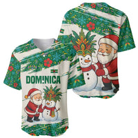 Dominica Christmas Baseball Jersey with Santa Snowman and Tropical Carnival Headpiece - Wonder Print Shop