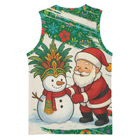 Dominica Christmas Basketball Jersey with Santa Snowman and Tropical Carnival Headpiece - Wonder Print Shop