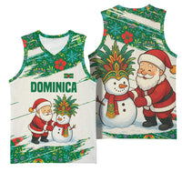 Dominica Christmas Basketball Jersey with Santa Snowman and Tropical Carnival Headpiece - Wonder Print Shop
