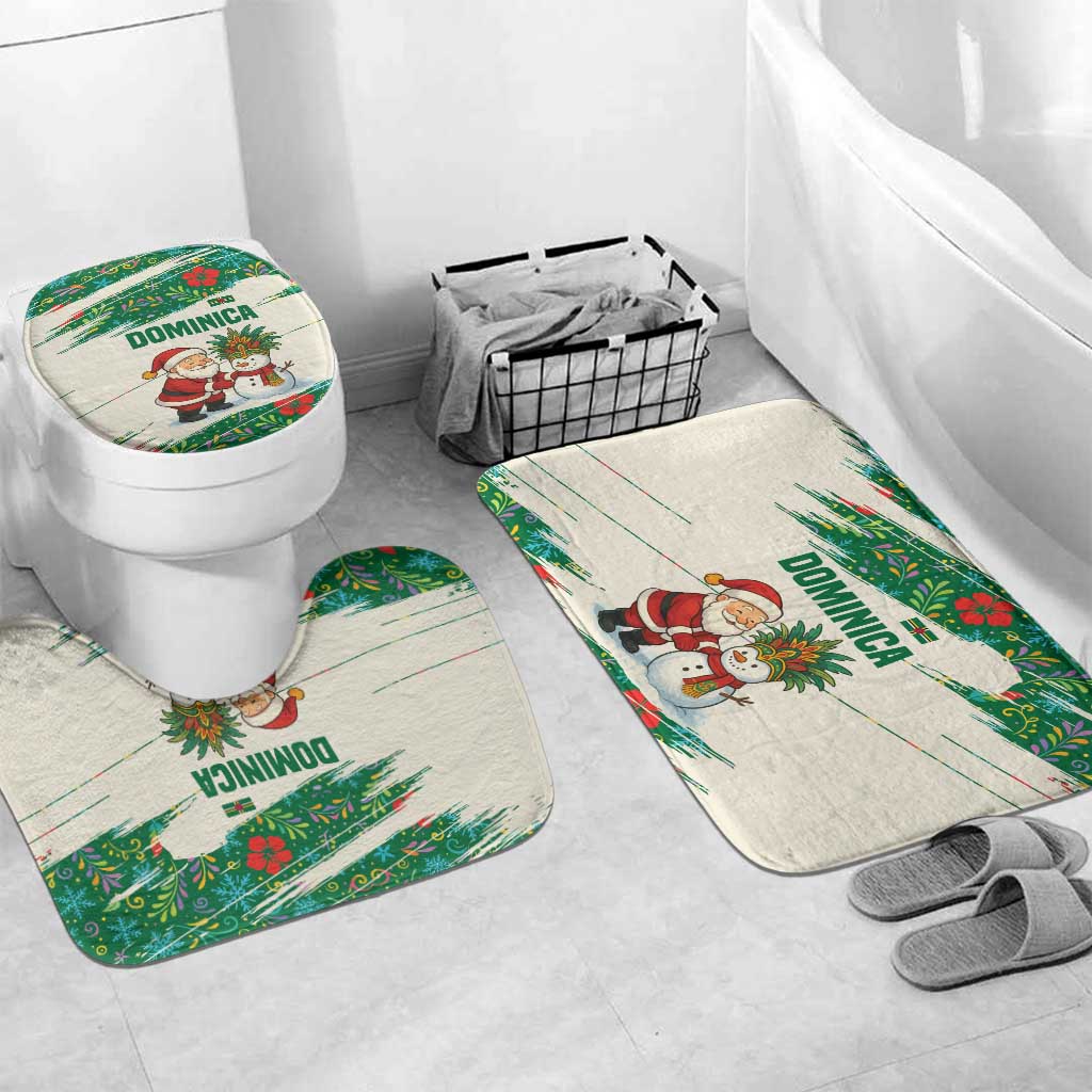Dominica Christmas Bathroom Set with Santa Snowman and Tropical Carnival Headpiece - Wonder Print Shop
