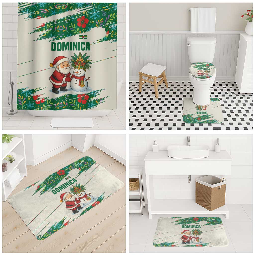 Dominica Christmas Bathroom Set with Santa Snowman and Tropical Carnival Headpiece - Wonder Print Shop