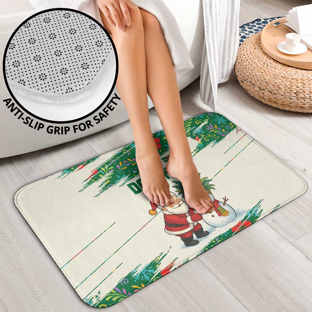 Dominica Christmas Bathroom Set with Santa Snowman and Tropical Carnival Headpiece - Wonder Print Shop