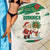 Dominica Christmas Beach Blanket with Santa Snowman and Tropical Carnival Headpiece - Wonder Print Shop