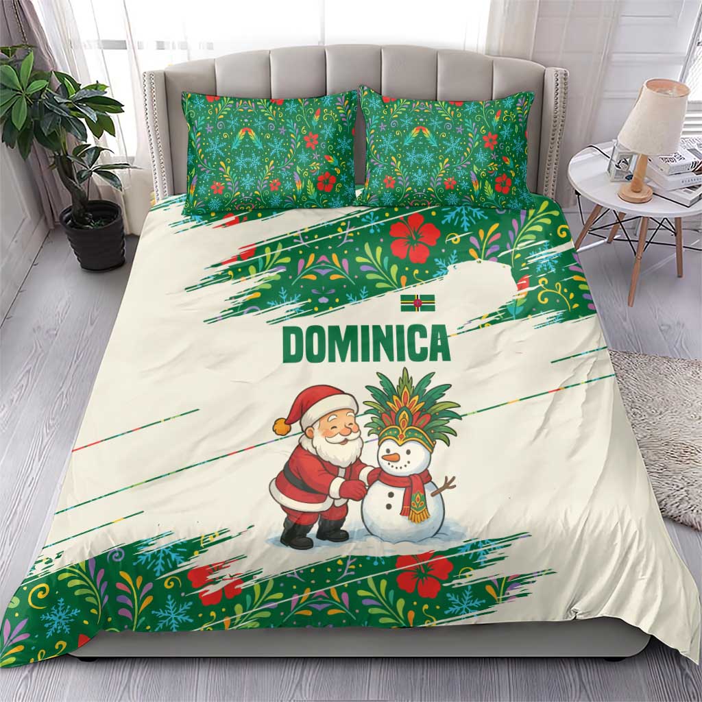 Dominica Christmas Bedding Set with Santa Snowman and Tropical Carnival Headpiece - Wonder Print Shop