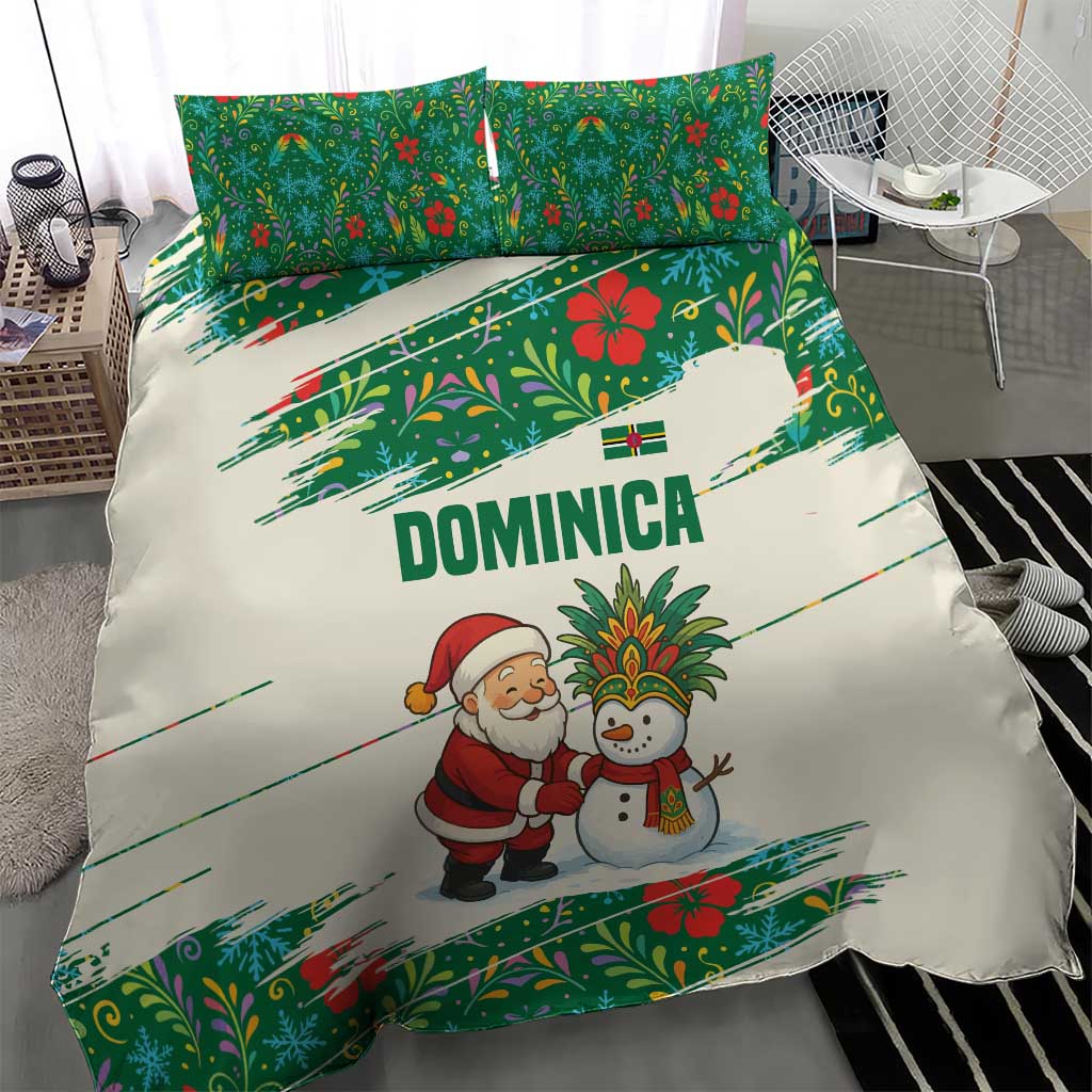 Dominica Christmas Bedding Set with Santa Snowman and Tropical Carnival Headpiece - Wonder Print Shop
