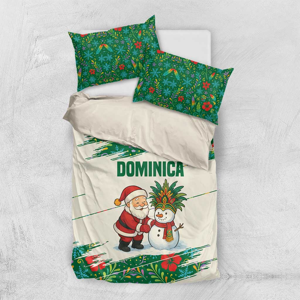 Dominica Christmas Bedding Set with Santa Snowman and Tropical Carnival Headpiece - Wonder Print Shop