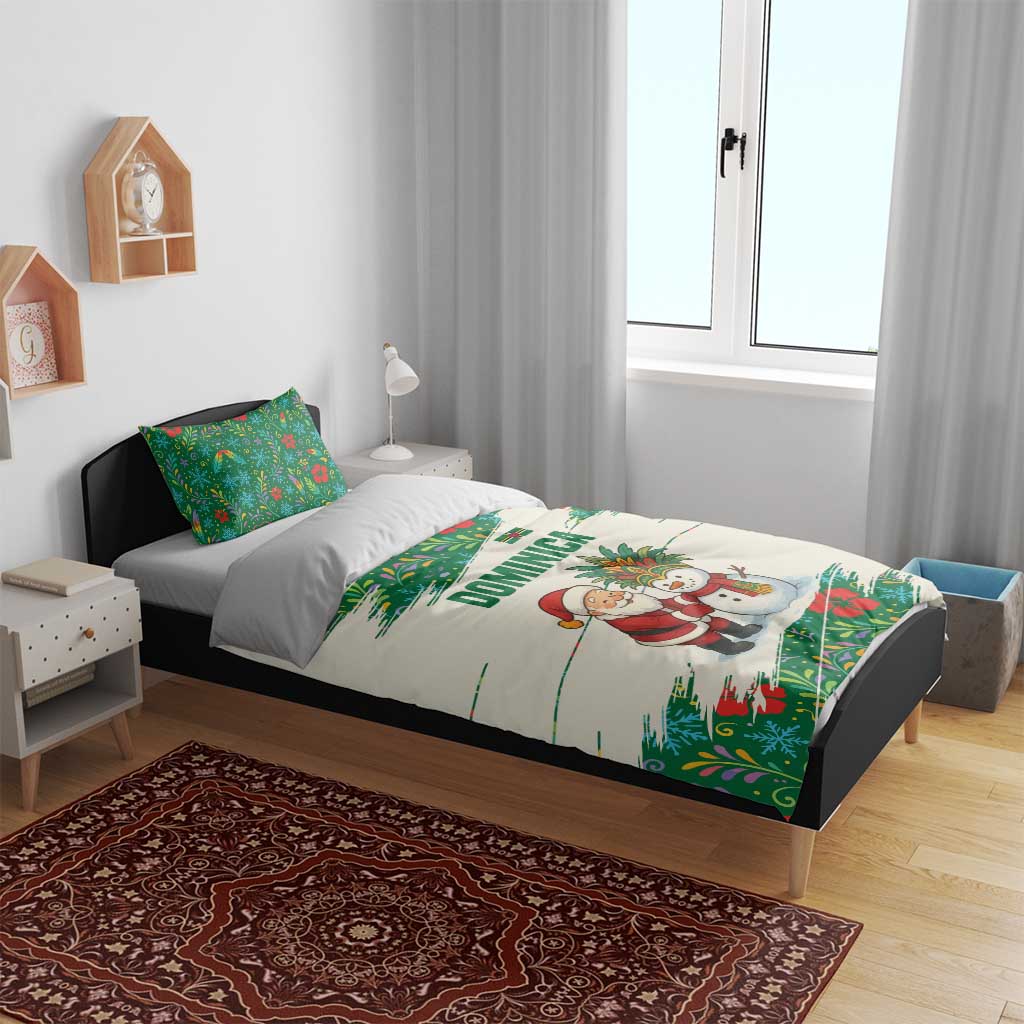 Dominica Christmas Bedding Set with Santa Snowman and Tropical Carnival Headpiece - Wonder Print Shop