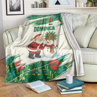 Dominica Christmas Blanket with Santa Snowman and Tropical Carnival Headpiece - Wonder Print Shop
