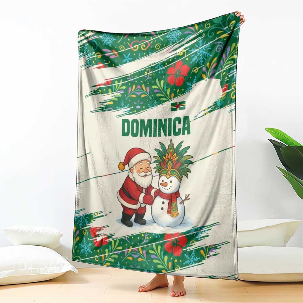 Dominica Christmas Blanket with Santa Snowman and Tropical Carnival Headpiece - Wonder Print Shop