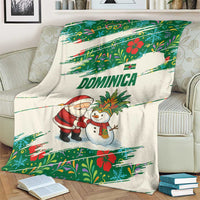 Dominica Christmas Blanket with Santa Snowman and Tropical Carnival Headpiece - Wonder Print Shop