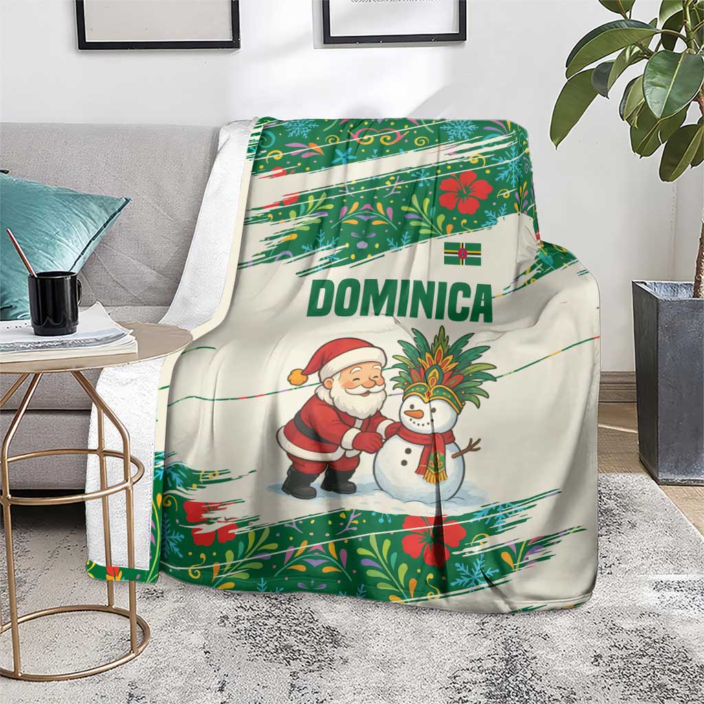 Dominica Christmas Blanket with Santa Snowman and Tropical Carnival Headpiece - Wonder Print Shop