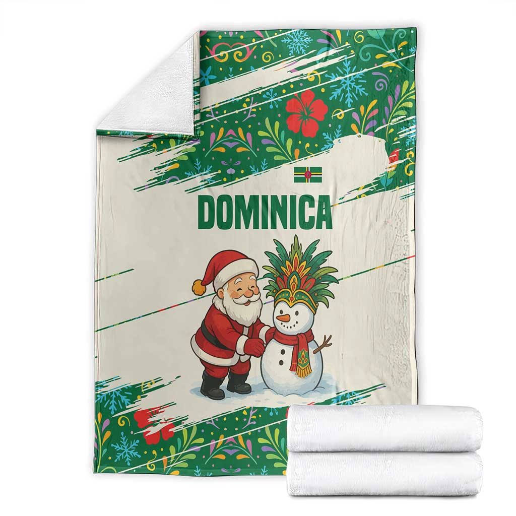 Dominica Christmas Blanket with Santa Snowman and Tropical Carnival Headpiece - Wonder Print Shop
