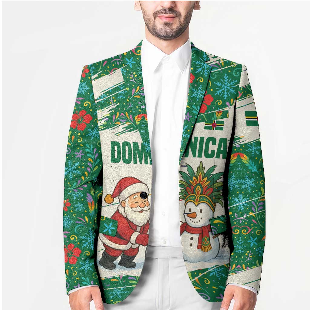 Dominica Christmas Blazer with Santa Snowman and Tropical Carnival Headpiece - Wonder Print Shop