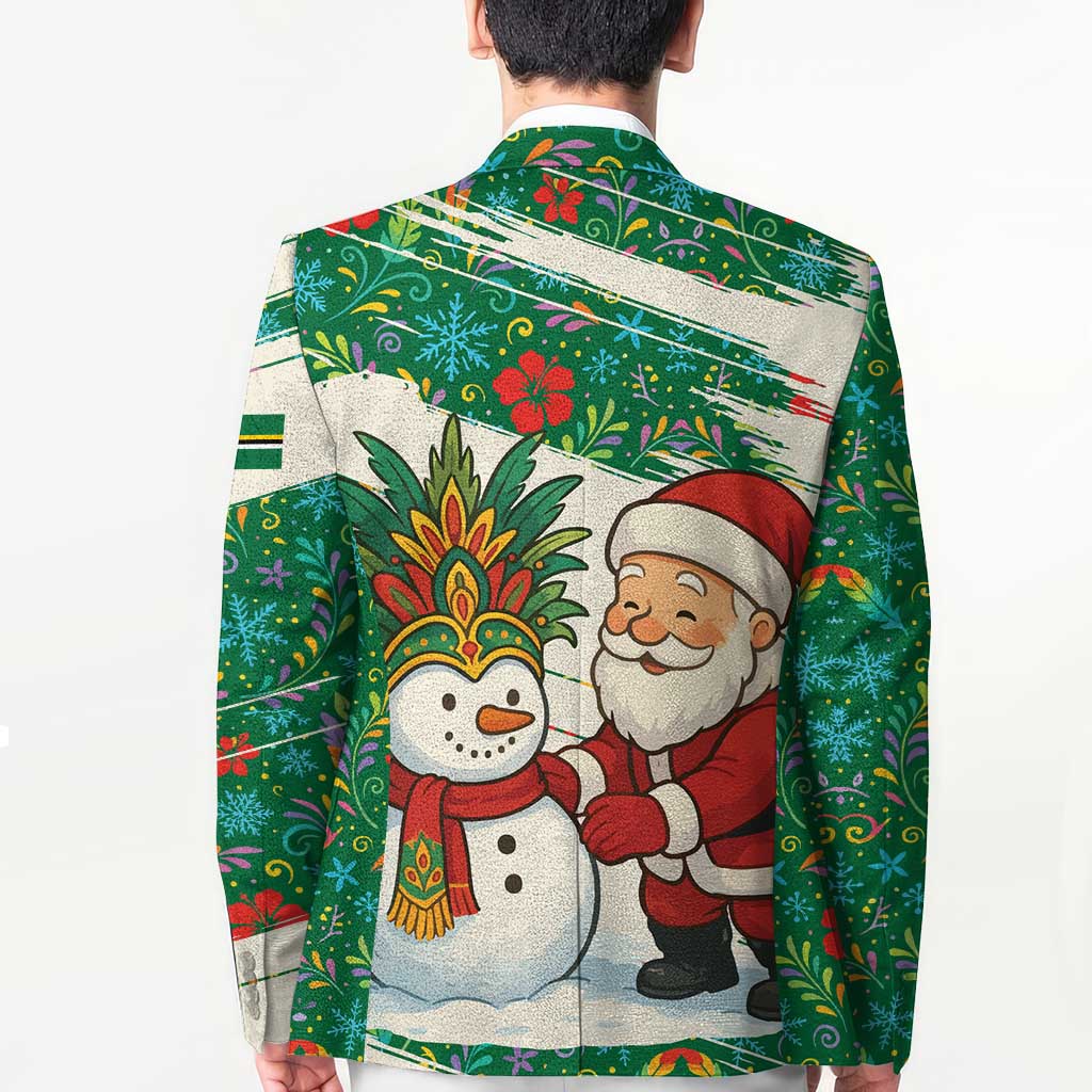 Dominica Christmas Blazer with Santa Snowman and Tropical Carnival Headpiece - Wonder Print Shop