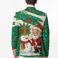 Dominica Christmas Blazer with Santa Snowman and Tropical Carnival Headpiece - Wonder Print Shop