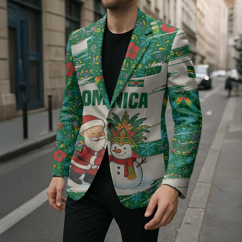 Dominica Christmas Blazer with Santa Snowman and Tropical Carnival Headpiece - Wonder Print Shop