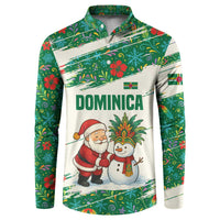 Dominica Christmas Button Sweatshirt with Santa Snowman and Tropical Carnival Headpiece - Wonder Print Shop