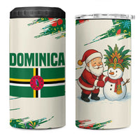 Dominica Christmas 4 in 1 Can Cooler Tumbler with Santa Snowman and Tropical Carnival Headpiece - Wonder Print Shop
