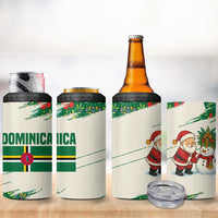Dominica Christmas 4 in 1 Can Cooler Tumbler with Santa Snowman and Tropical Carnival Headpiece - Wonder Print Shop