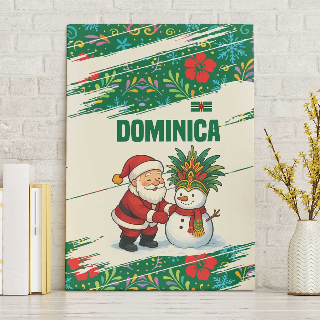 Dominica Christmas Canvas Wall Art with Santa Snowman and Tropical Carnival Headpiece - Wonder Print Shop