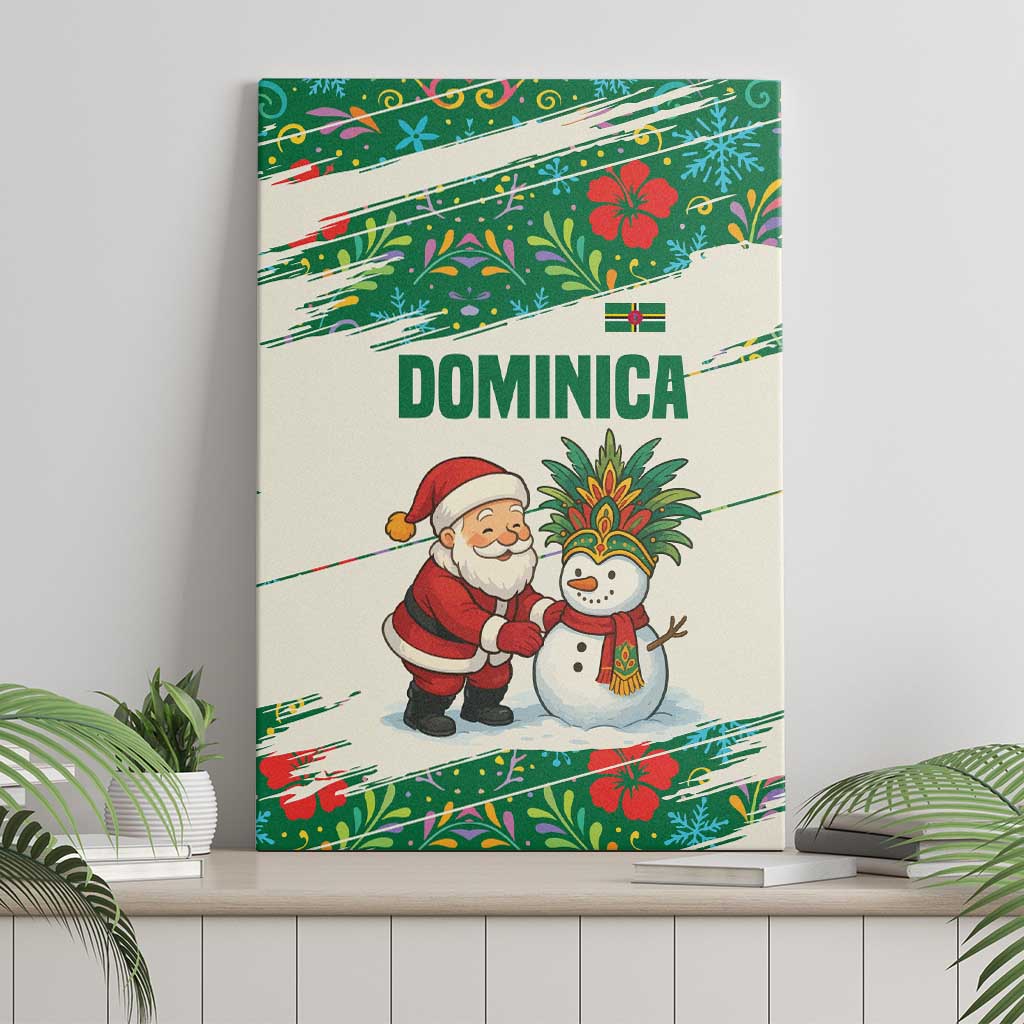 Dominica Christmas Canvas Wall Art with Santa Snowman and Tropical Carnival Headpiece - Wonder Print Shop